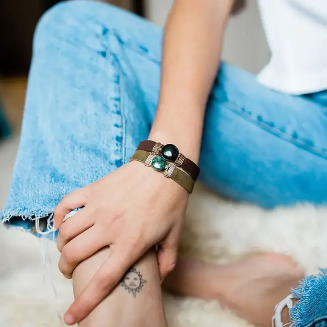 Bracelet - Leather & Jade