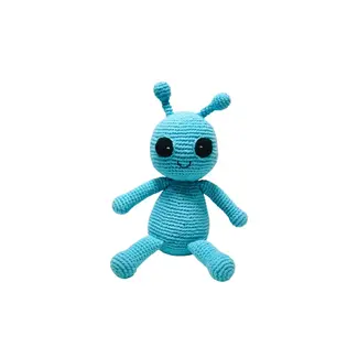 Bangladesh Crochet Rattle - Turquoise Alien