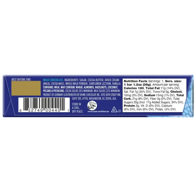Divine Milk Chocolate Snack Bar 35g