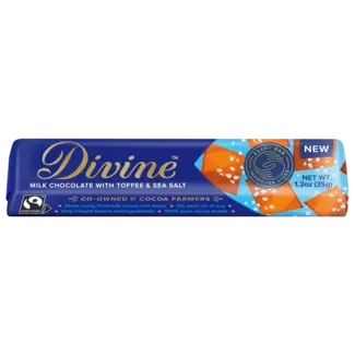 Ghana Divine Milk Chocolate Toffee Sea Salt Snack Bar 35g