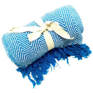 India Throw Blanket - Turquoise Chevron