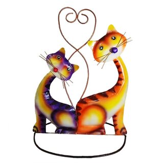 Indonesia Metal Sculpture - 2 Cats Heart