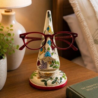 India Glasses Stand - Floral Painted Wood Nose