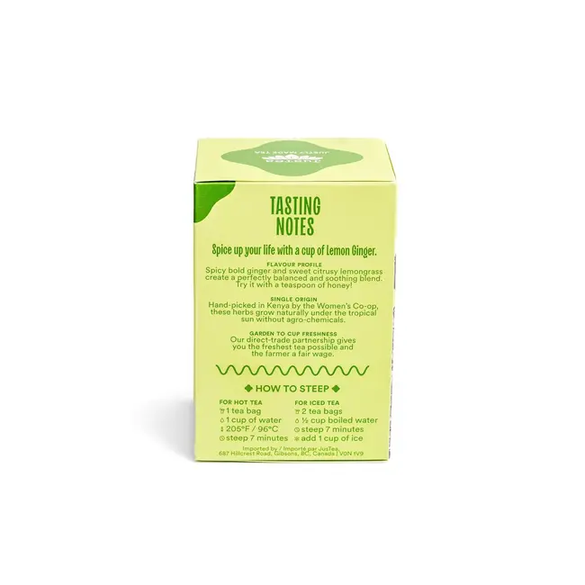 JusTea - Lemon Ginger Tea Bags