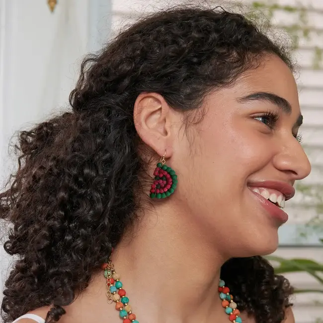 Earrings - Kantha Watermelon