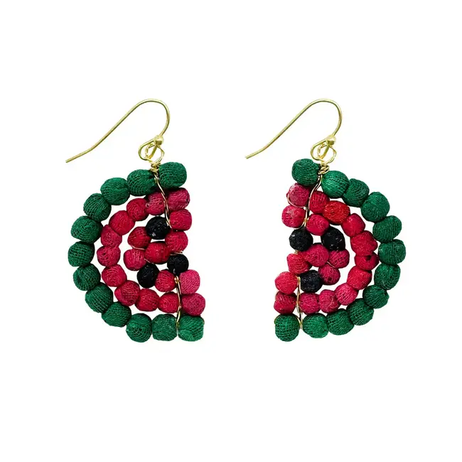 Earrings - Kantha Watermelon