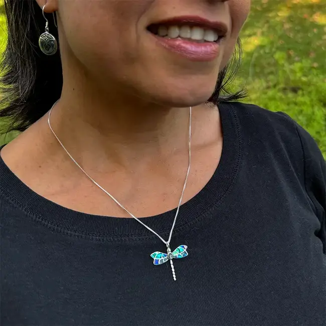 Necklace - Abalone Dragonfly Sterling Silver