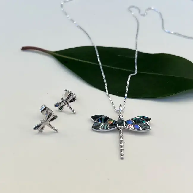 Necklace - Abalone Dragonfly Sterling Silver