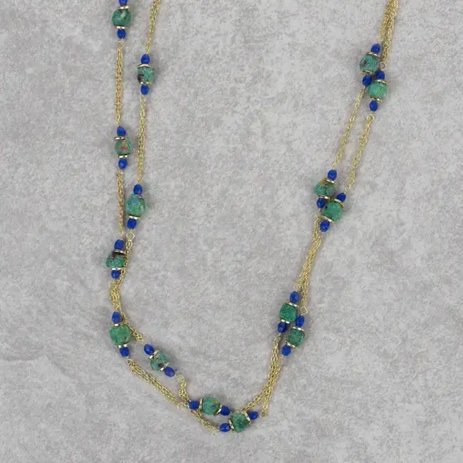 Necklace - Recyled Sari & Glass Bead