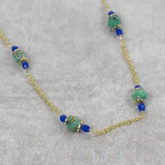 India Necklace - Recyled Sari & Glass Bead