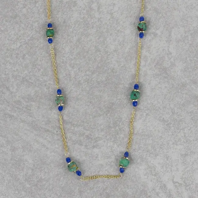 Necklace - Recyled Sari & Glass Bead