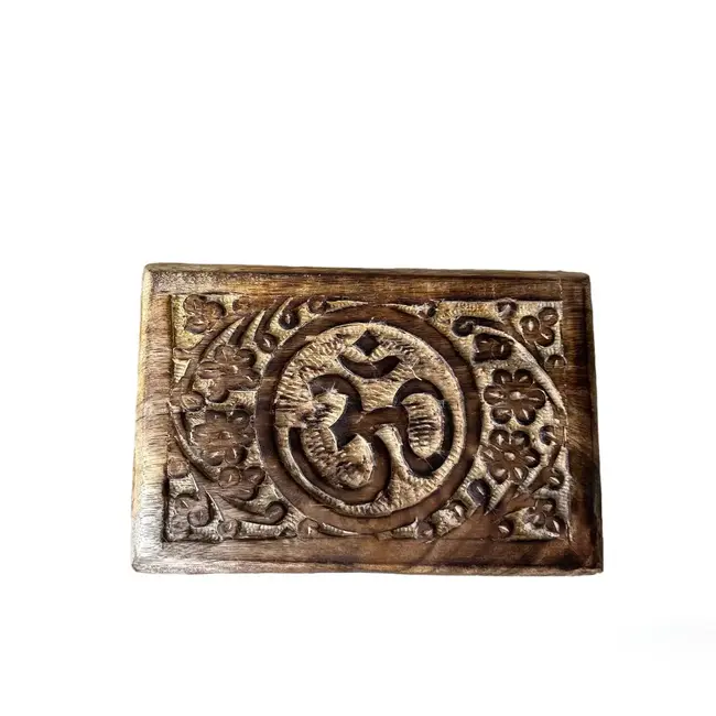 Keepsake Box - Velvet Lined Wood Om Symbol