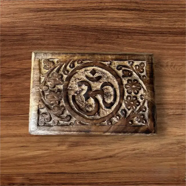 Keepsake Box - Velvet Lined Wood Om Symbol