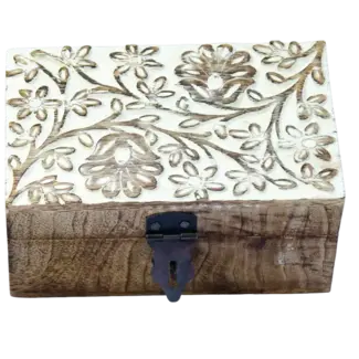India Keepsake Box - White Washed Floral