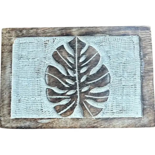 Keepsake Box - White Washed Monstera Leaf