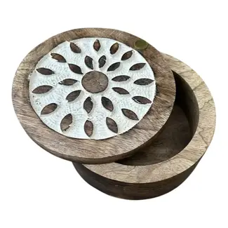 India Keepsake Box - White Washed Sunburst