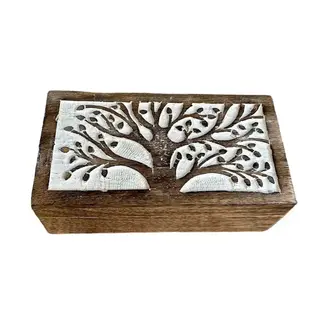 India Keepsake Box - Whitewashed Tree Rectangle