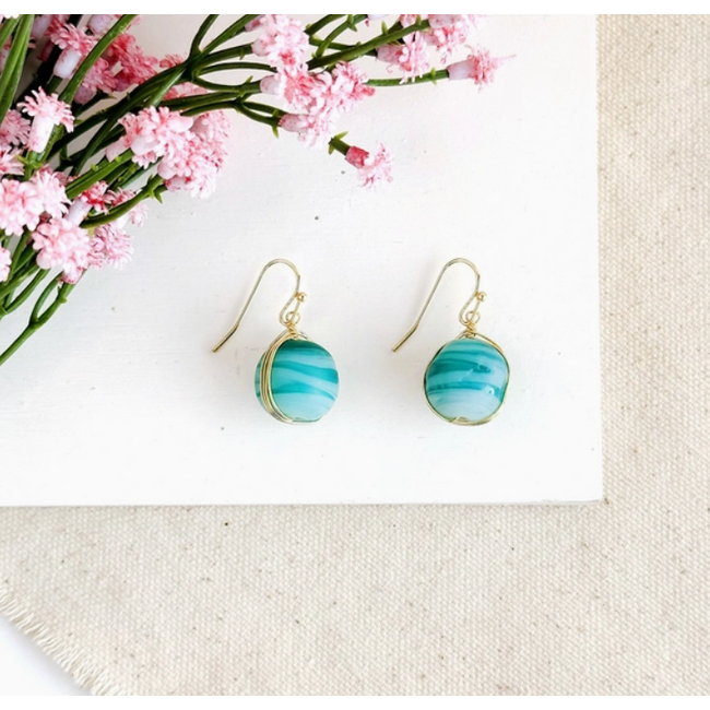 Earrings - Marbled Glass Drop