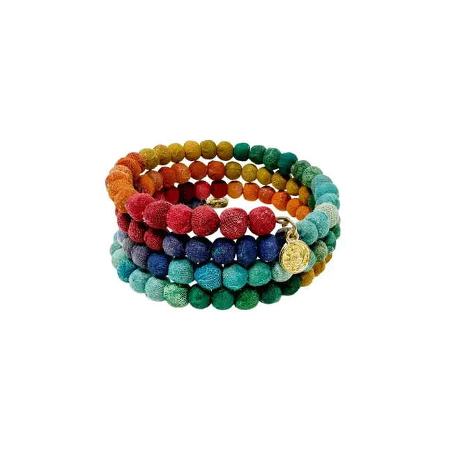 Bracelet - Kantha Rainbow Spiral