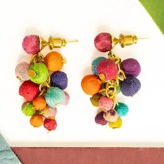 India Earrings - Clustered Kantha Post