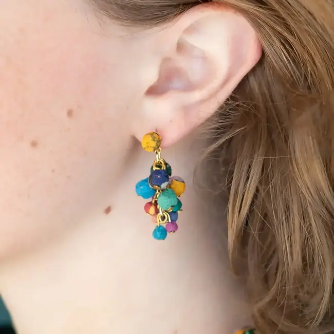 Earrings - Clustered Kantha Post