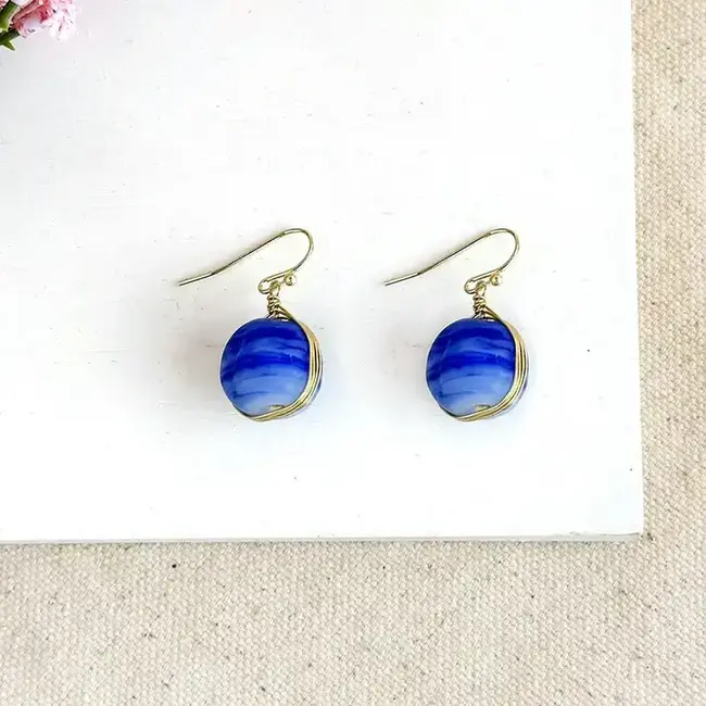Earrings - Marbled Glass Drop