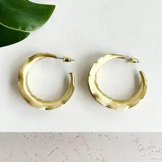 India Earrings - Wavy Gold Hoops
