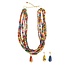 Necklace - Multistrand Kantha Dripping Charm
