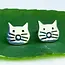Earrings - Tiny Cat Face Studs Sterling Silver
