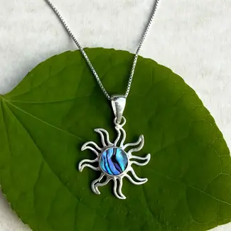 Indonesia Necklace - Abalone Sun Rays Sterling Silver