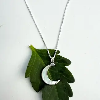 Indonesia Necklace - Mother of Pearl Moon Sterling Silver