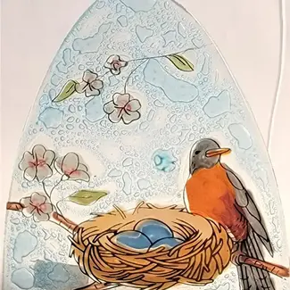 Ecuador Night Light - Fused Glass Robin