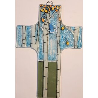 Ecuador Cross - Fused Glass Aspen/Birch Tree