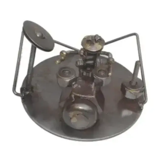 Metal Sculpture - Upcycled Frog Drummer