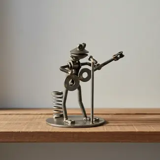 India Metal Sculpture - Upcycled Frog Guitarist