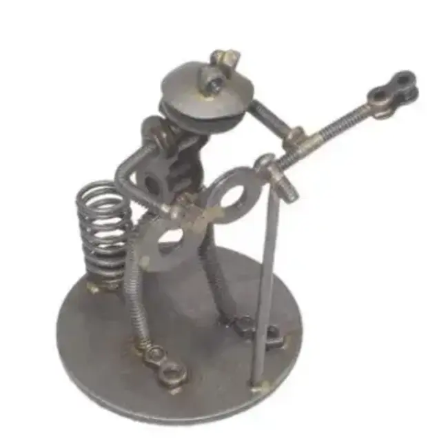 Metal Sculpture - Upcycled Frog Guitarist