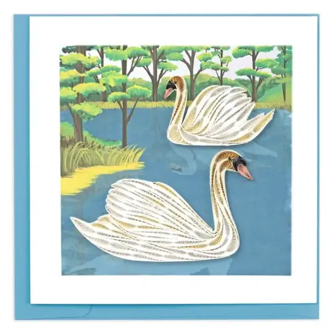 Quilling Card - Two Swans
