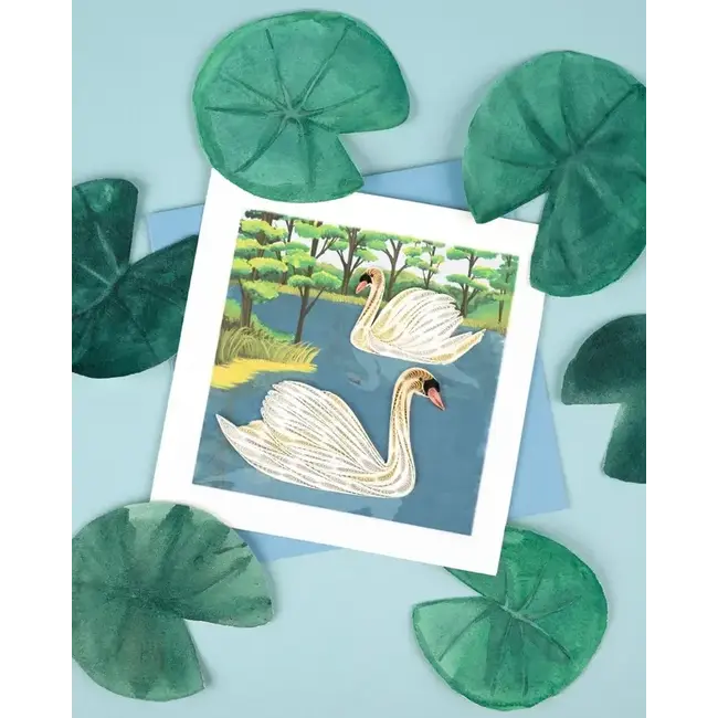 Quilling Card - Two Swans