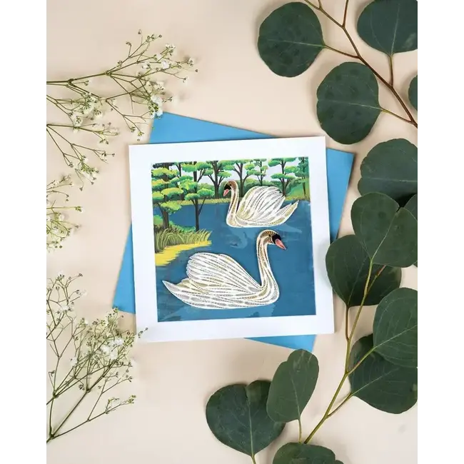 Quilling Card - Two Swans