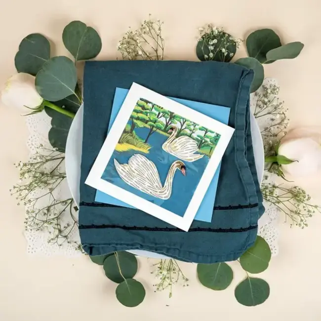 Quilling Card - Two Swans