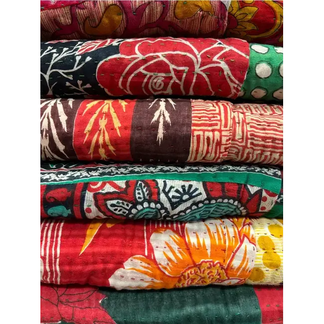 Upcycled Sari Kantha Blanket