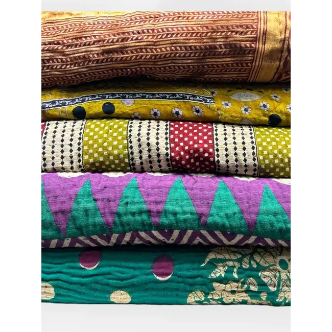 Upcycled Sari Kantha Blanket