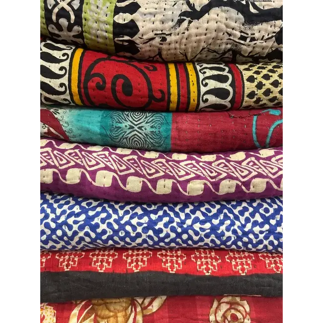 Upcycled Sari Kantha Blanket