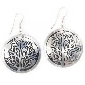 India Earrings - Aranyani Tree of Life Etched Drop