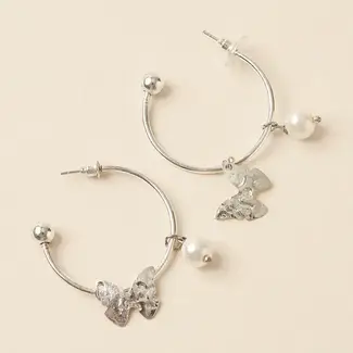 India Earrings - Ishya Butterfly Pearl Hoop