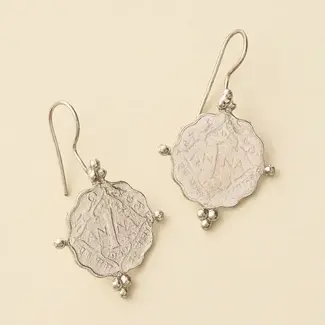 India Earrings - Sikka Silver Coin Drop