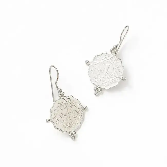 Earrings - Sikka Silver Coin Drop