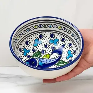 Tunisia Bowl - Cereal, Ceramic Blue Fish