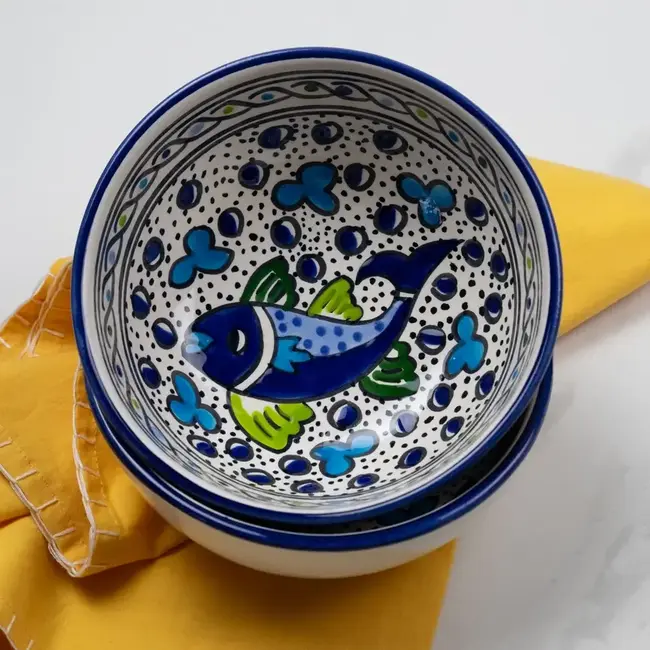 Bowl - Cereal, Ceramic Blue Fish