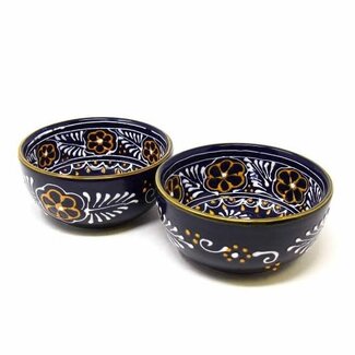 Mexico Bowl - Encantada Half Moon, Blue Flowers